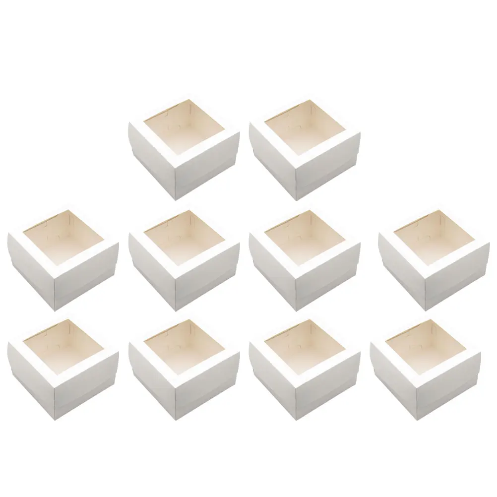 

10 Pcs Baking Dessert Boxes Cake Storage Containers Portable Snack Carriers Food Grade 300g White Cardboard Packaging Boxes