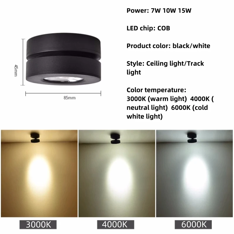 Imagem -03 - Superfície Montada Led Spotlights Ângulo Ajustável Teto Track Lights Luzes da Trilha do Agregado Familiar