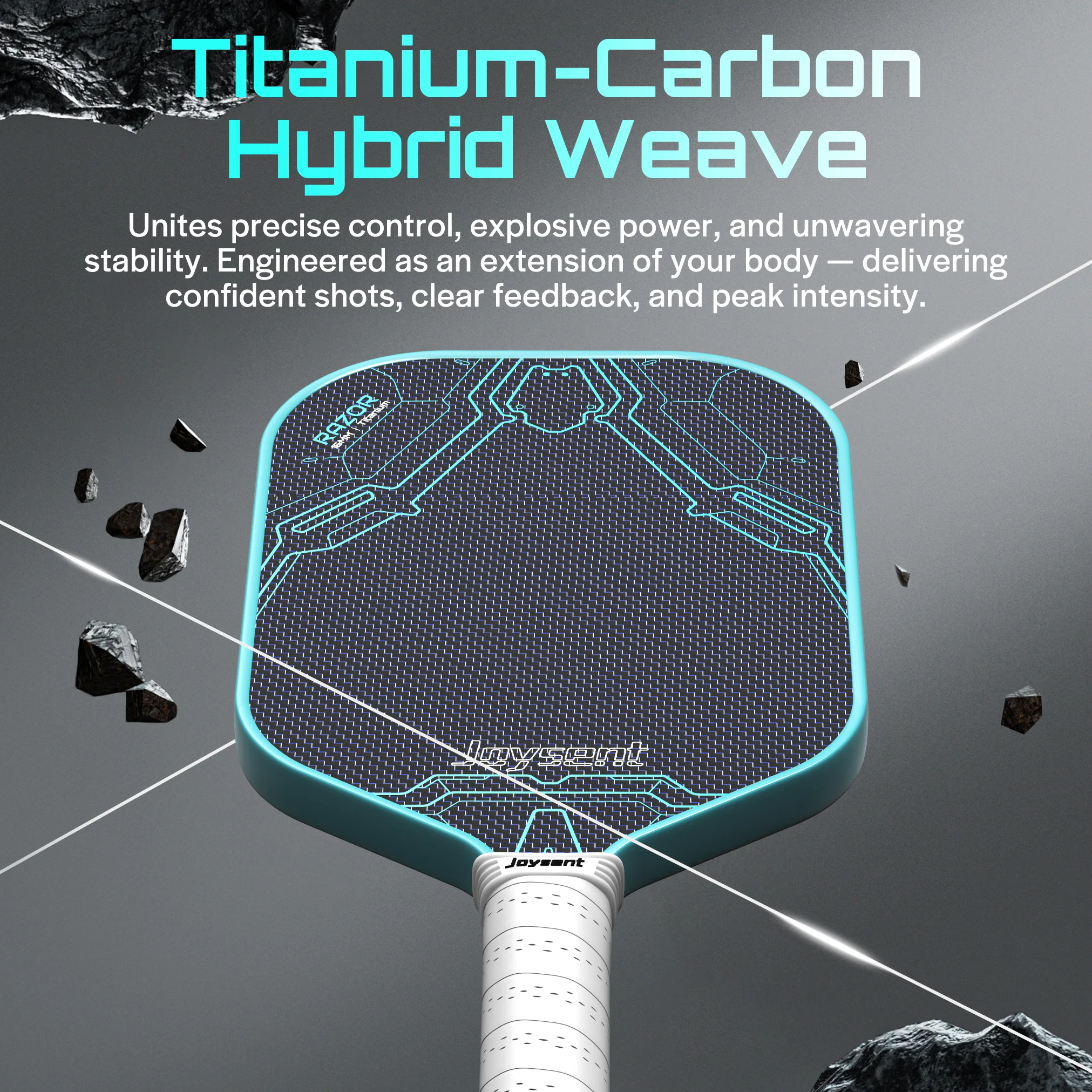 Joysent Pickleball Paddle Titanium Carbon Fiber Weave Surface Pickleball Racket For Spin&Control 16mm PMI Gen4 Core Thermoformed
