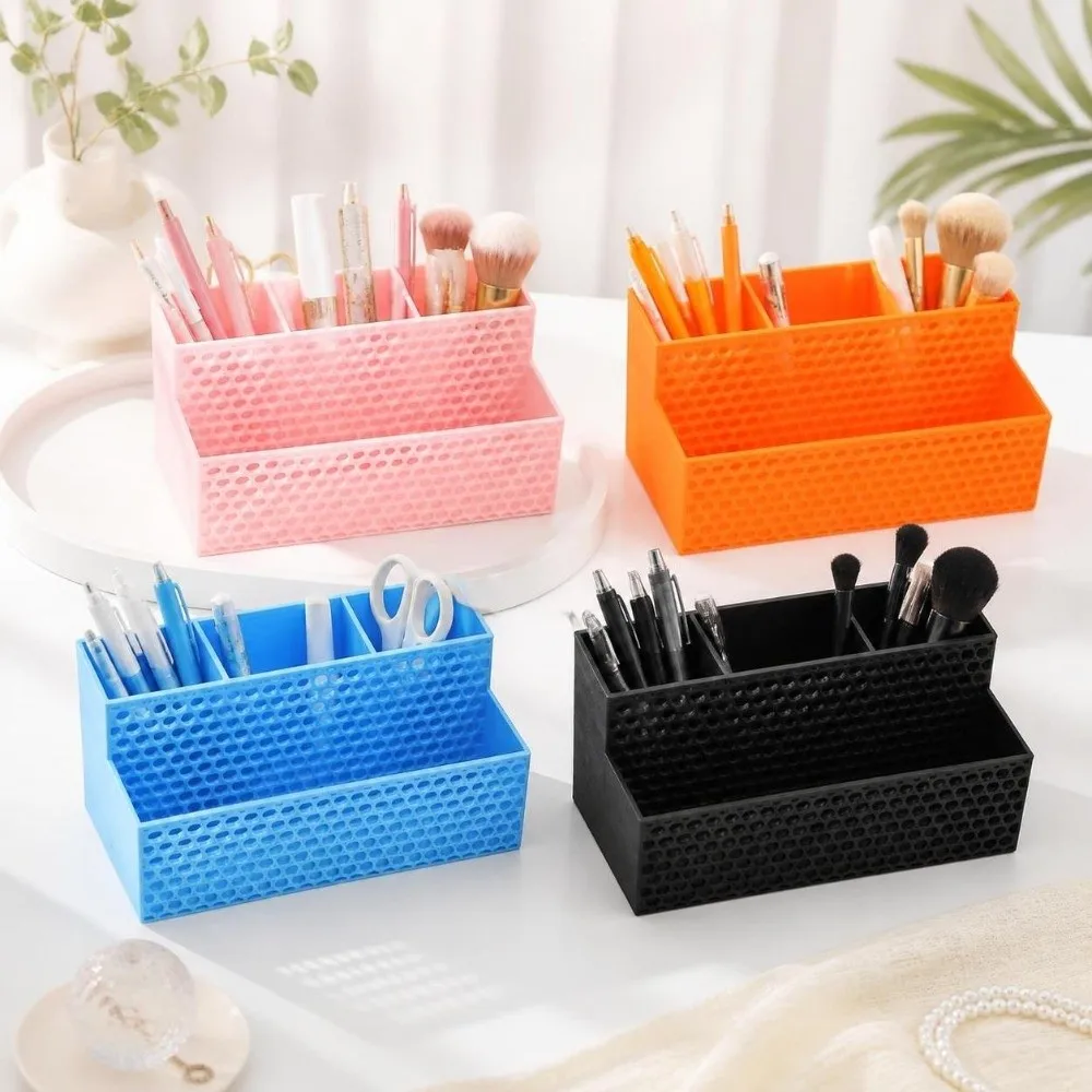 3D Printed Pen Holder Hollowed-out 4 Grid Stationery Organizer Creative Large Capacity Desktop Storage Container