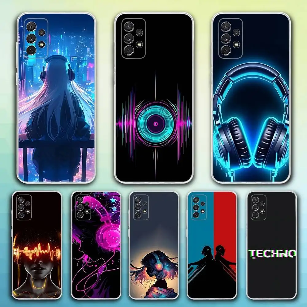 

T-Techno Music Phone Case For Samsung S30,23,21,22,20, FE lite,S10,9,8,7 PIus Note20ultra Soft Transparent