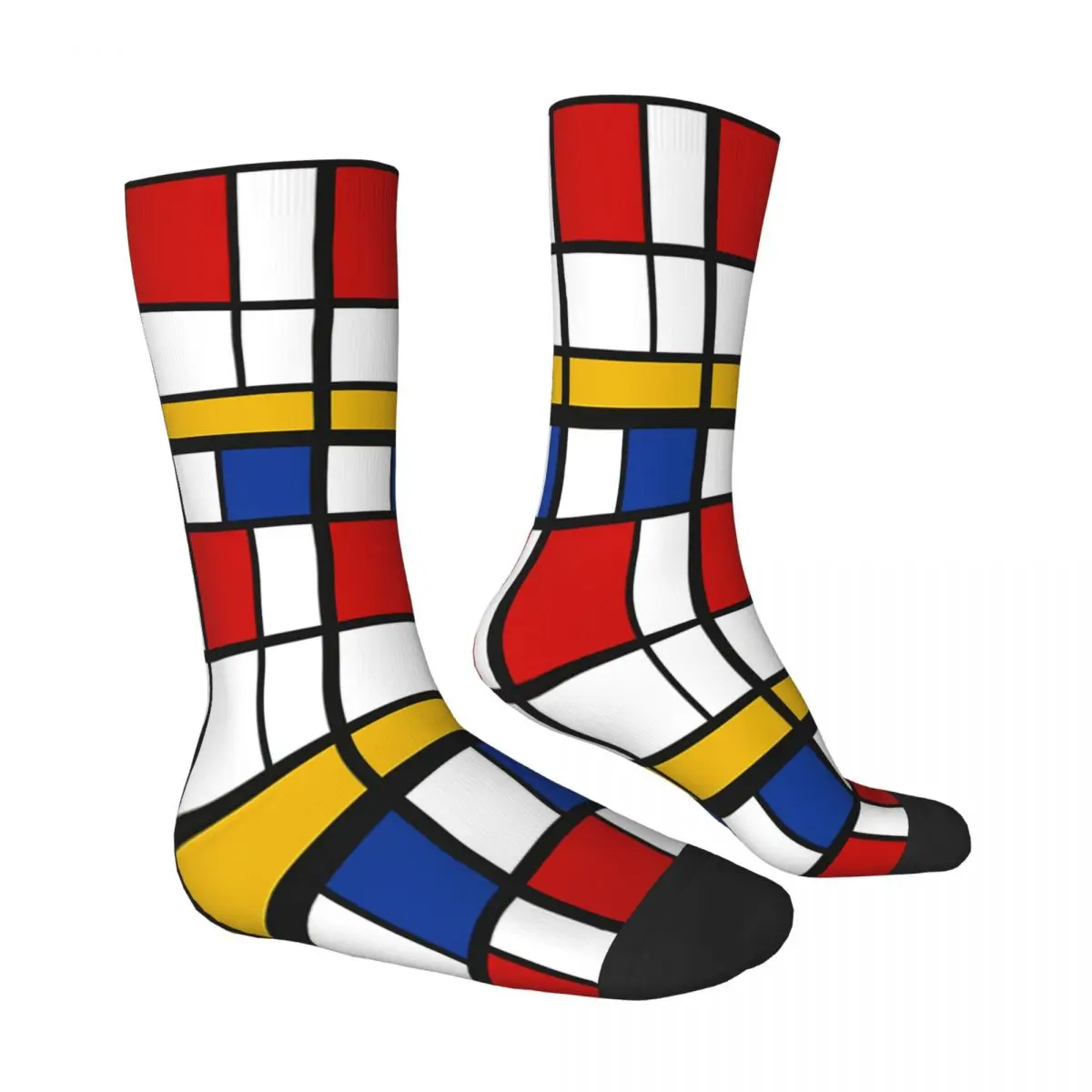 De Stijl Mondrian Inspired Socks Male Mens Women Autumn Stockings Polyester