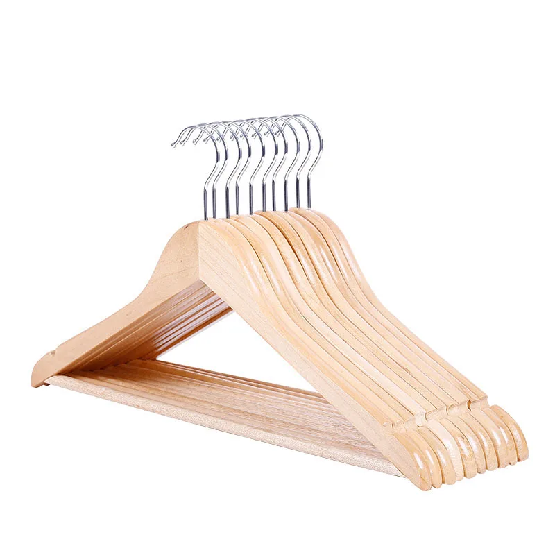 10pcs Non-slip Suit Hangers Wooden Hangers Coat Clothes Organizer Wardrobe Space Saving Pants Shirt Drying Rack,  Lotus Wood