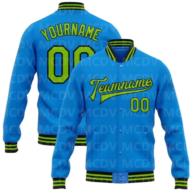 Custom Electric Blue Navy-Gold Bomber Full-Snap Varsity Letterman Jacket