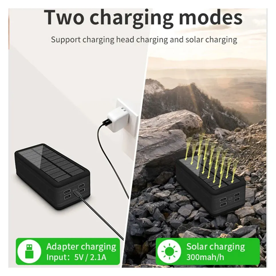 Solar Power Bank 100000mAh Solar Charging Mobile Phone Wireless Charging Large Capacity Battery External Battery Fast Charging