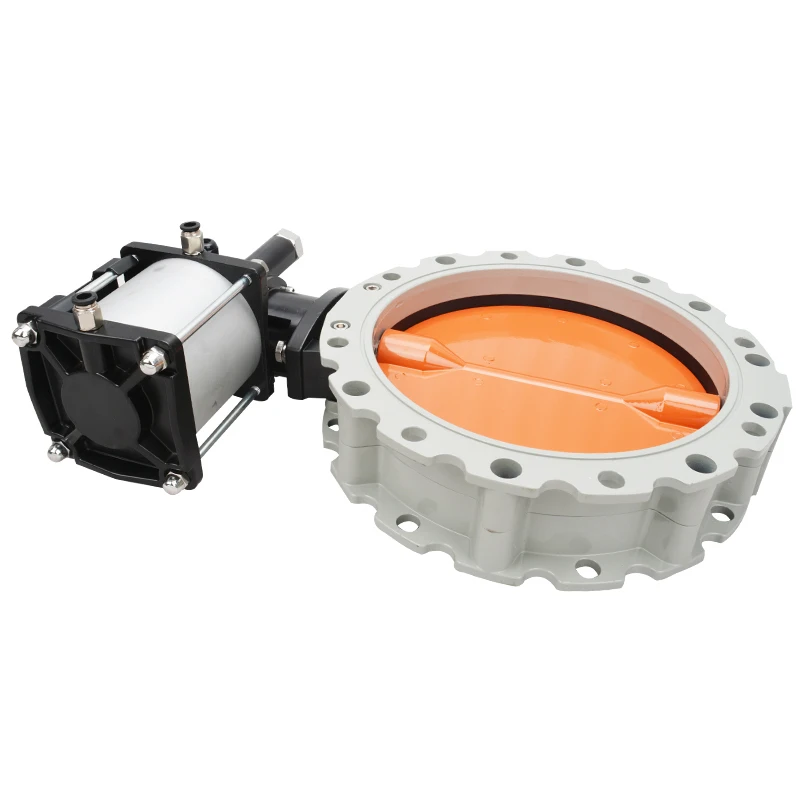 Pneumatic dust butterfly valve aluminum alloy single/double flange powder cement butterfly valve mixing station particle butterf