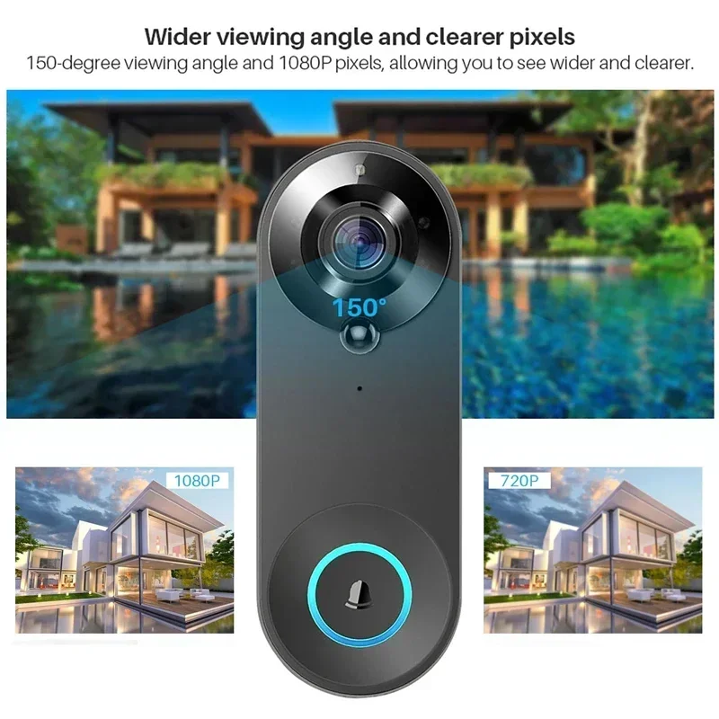 WIFI Wireless Smart Video Doorbell 1080P Tuya Smart Home Security Motion Detection Night Vision Video Voice Intercom Doorbell