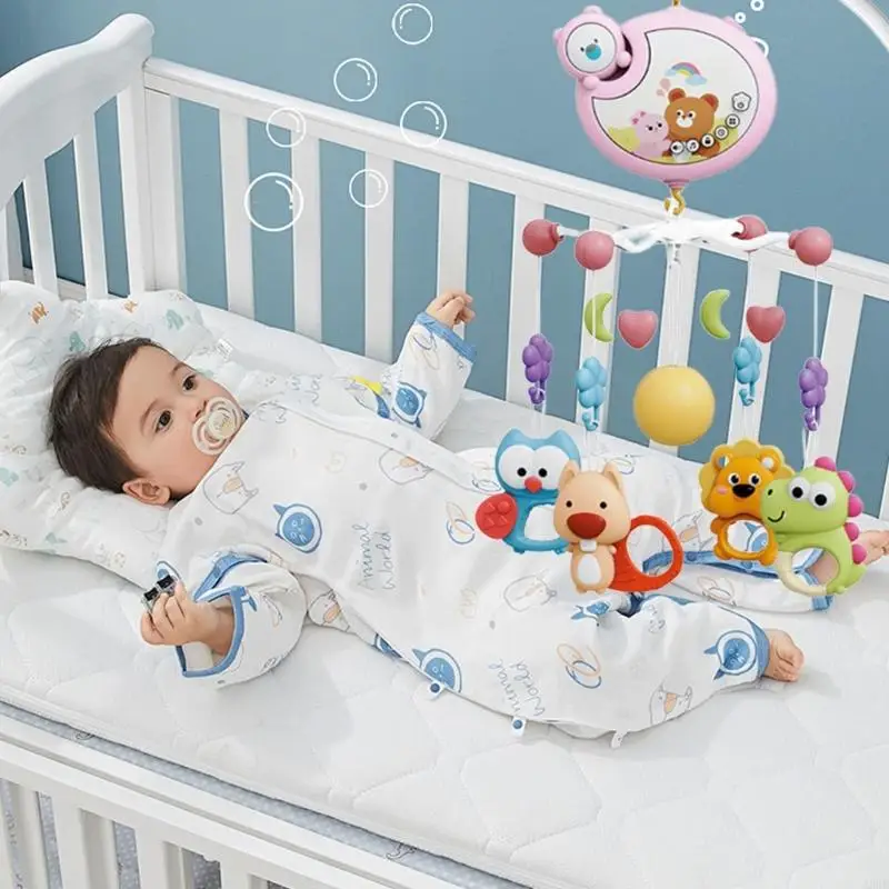 Rotierende Baby Krippe Mobile Musik Projektor Fernbedienung 400 Songs Tier Stern Lichter Visuelle Tracking Spielzeug A2UB