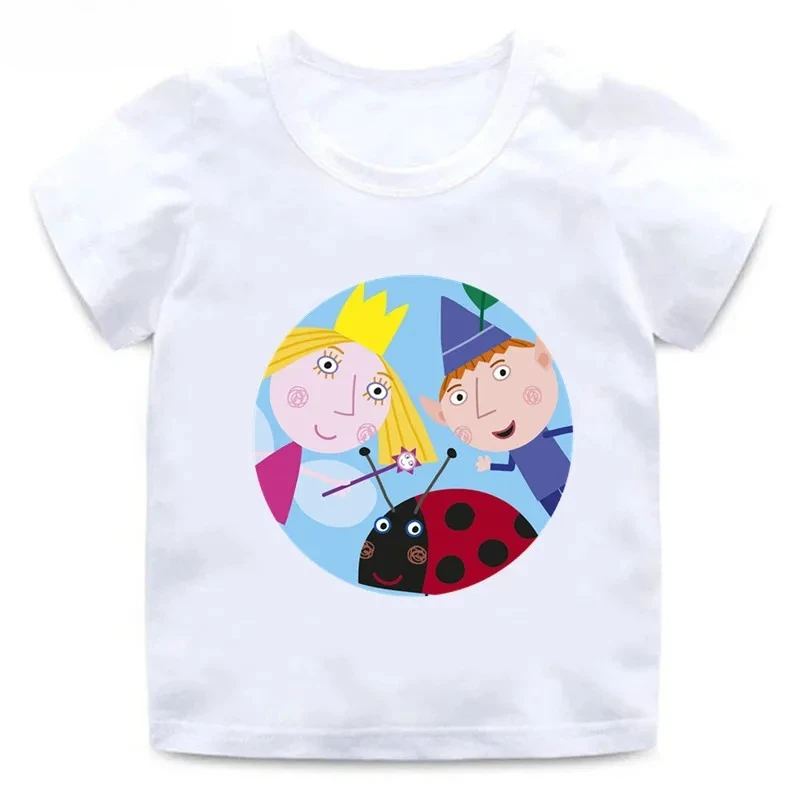 Ben and Holly Kingdom Cartoon Kids Funny T-Shirts Cute Girls Clothes Baby Boys T Shirt Summer Short Sleeve Children Tops