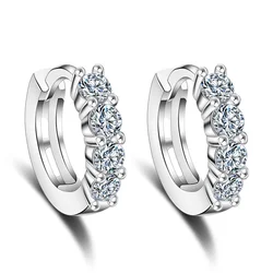 18k 3cttw Moissanite Hoop Earring for Women 4mm Stones D Color Sparkling Created Diamond Earring 100% 925 Sterling Silver