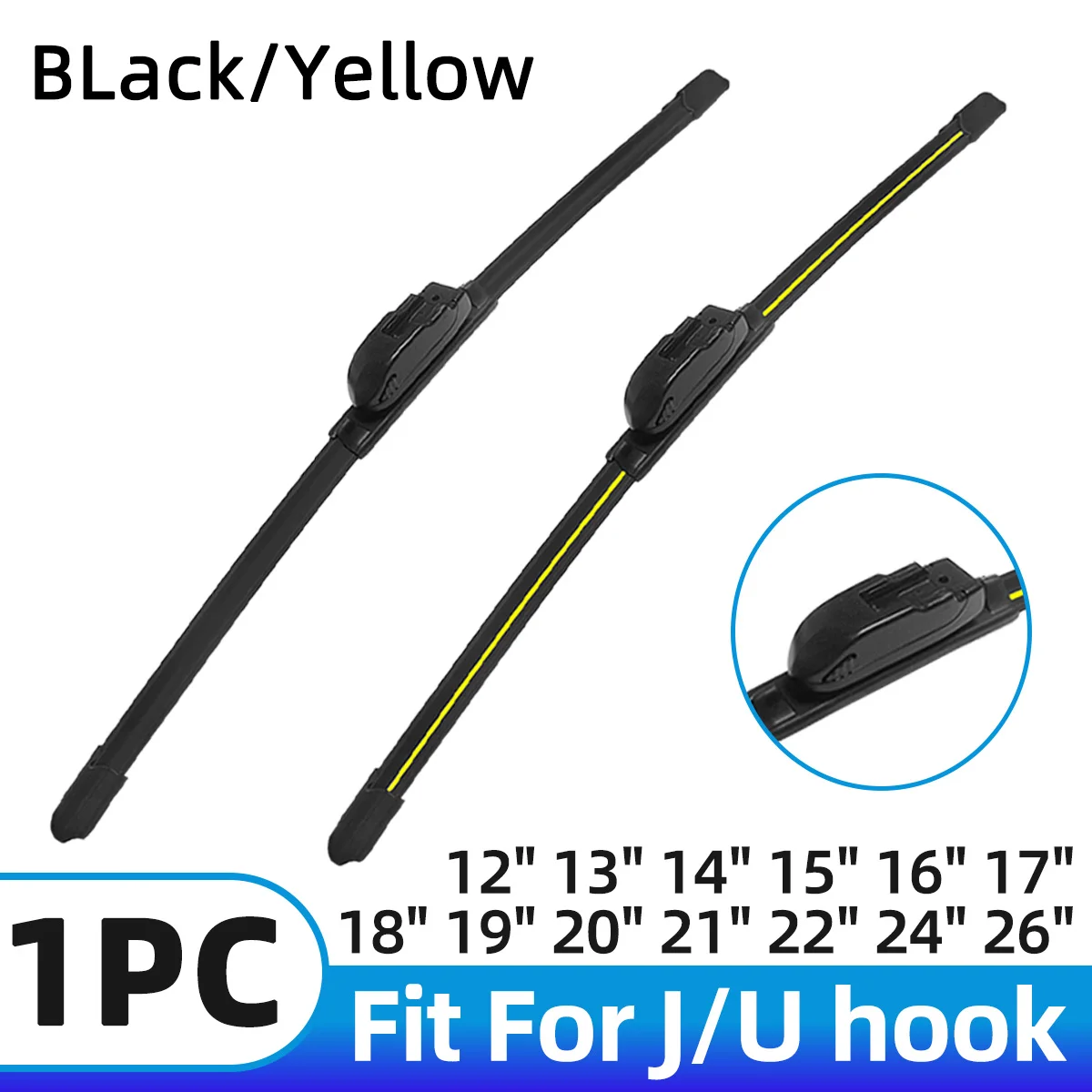 

1 шт. универсальная щетка стеклоочистителя нового типа с U/J-образным креплением, обтекаемая, для лобового стекла, размеры 12-26 дюймов