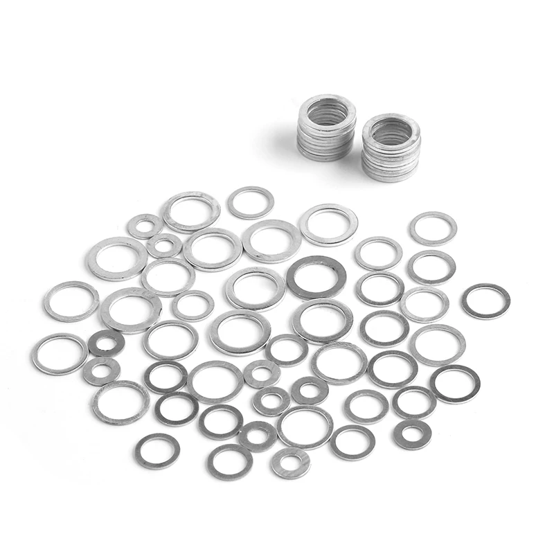 20/50PCS Aluminum Flat Washer Flat Ring Sealing Gasket Plug Oil Seal Fittings Washers Fastener Kit Hardware Accessories M6-M26