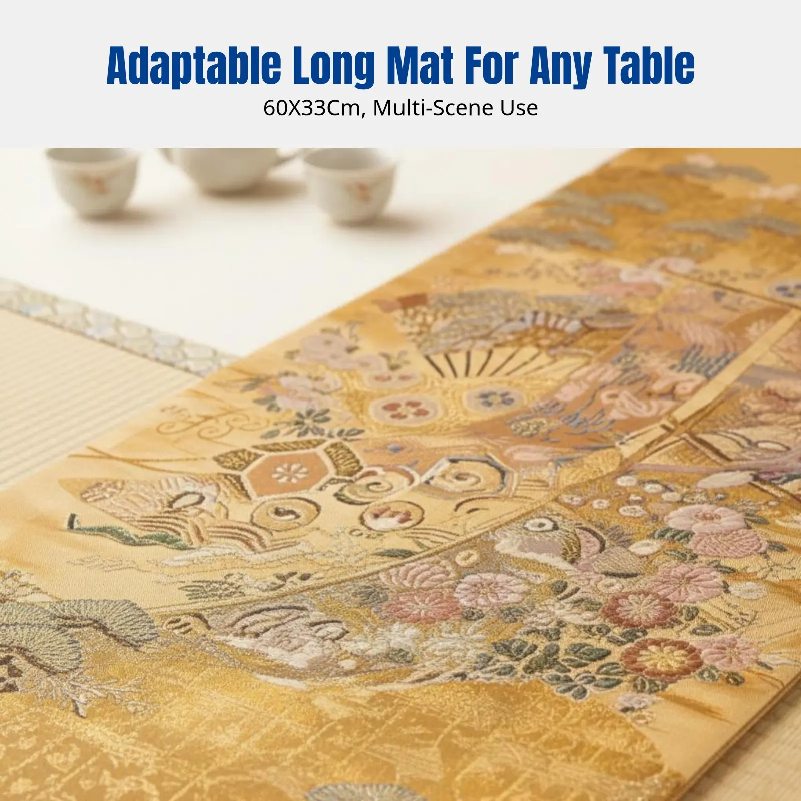 Chemin de table jacquard d'inspiration tranquille, tapis de thé motif oiseau rayonnant et canard mandarin, brocart doré, longue nappe de luxe