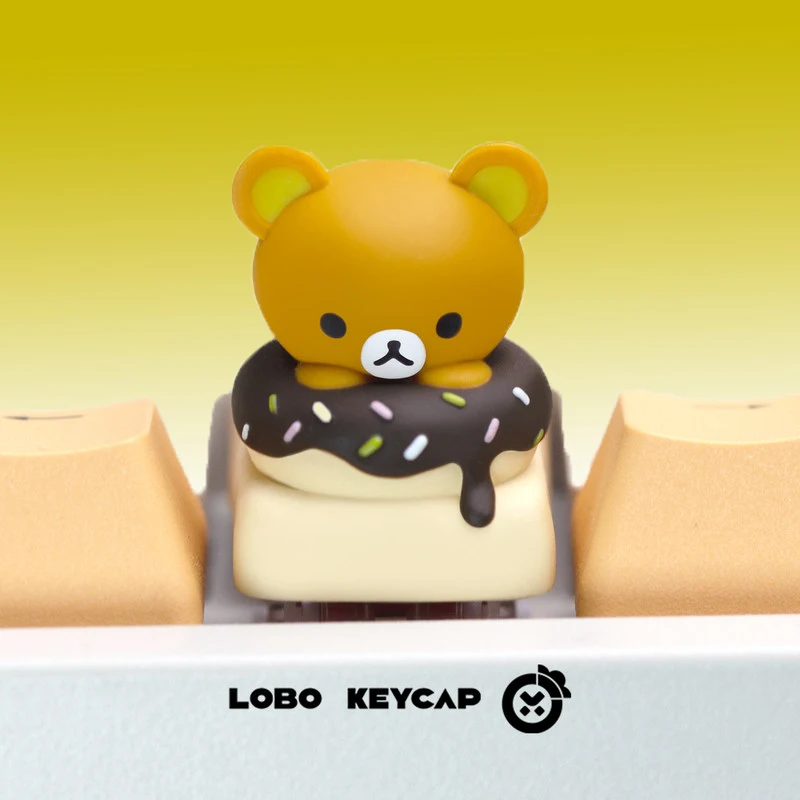 Rilakkuma Resin Niedliche Donut-Themen-Tastenkappe mit austauschbarem ESC für mechanische Tastaturen – Kreative, personalisierte Tastenkappen für Enthusiasten und Mädchen als Geschenk