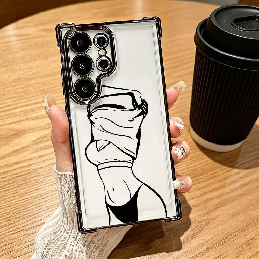 Cartoon Female Body Patten Anti-Drop Funda For Samsung Galaxy S26 S25 S24 S23 S22 S21 FE Ultra Plus 5G Soft Cover Phone Case
