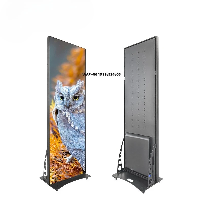 Hot Selling Advertising Led Poster Display Screen With Wheels Flooring Standing WiFi Movable Standing Digital Screen