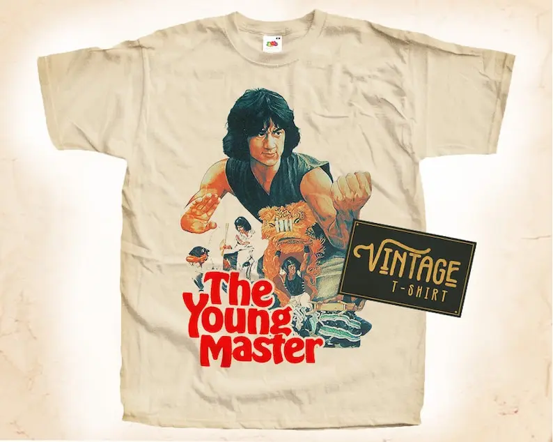 The Young Master Jackie Chan T shirt Tee Natural Vintage Cotton Movie Poster Beige All Sizes