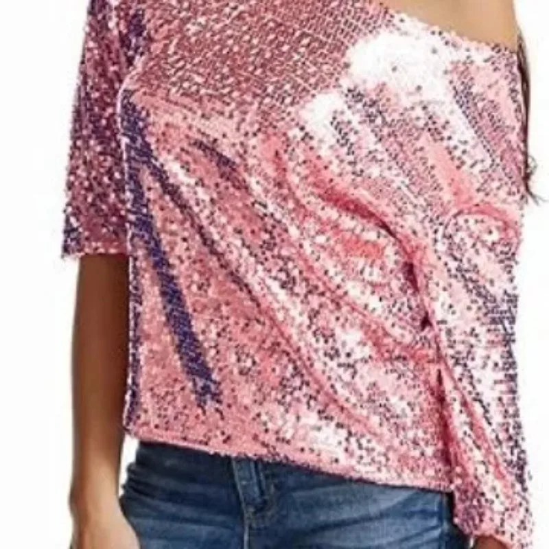 

Moroder 2025: новая свободная повседневная рубашка с открытыми плечами и короткими рукавами со стразами и глубоким v-образным вырезом