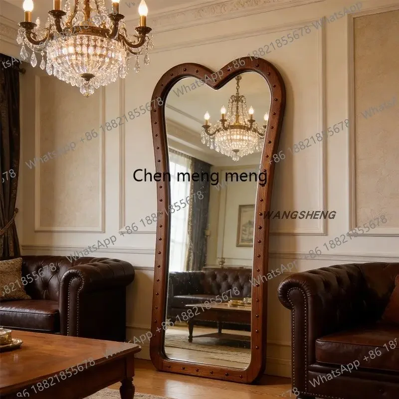 B456 American retro full-body mirror household special-shaped wall-mounted medieval fitting mirror living room entrance French s