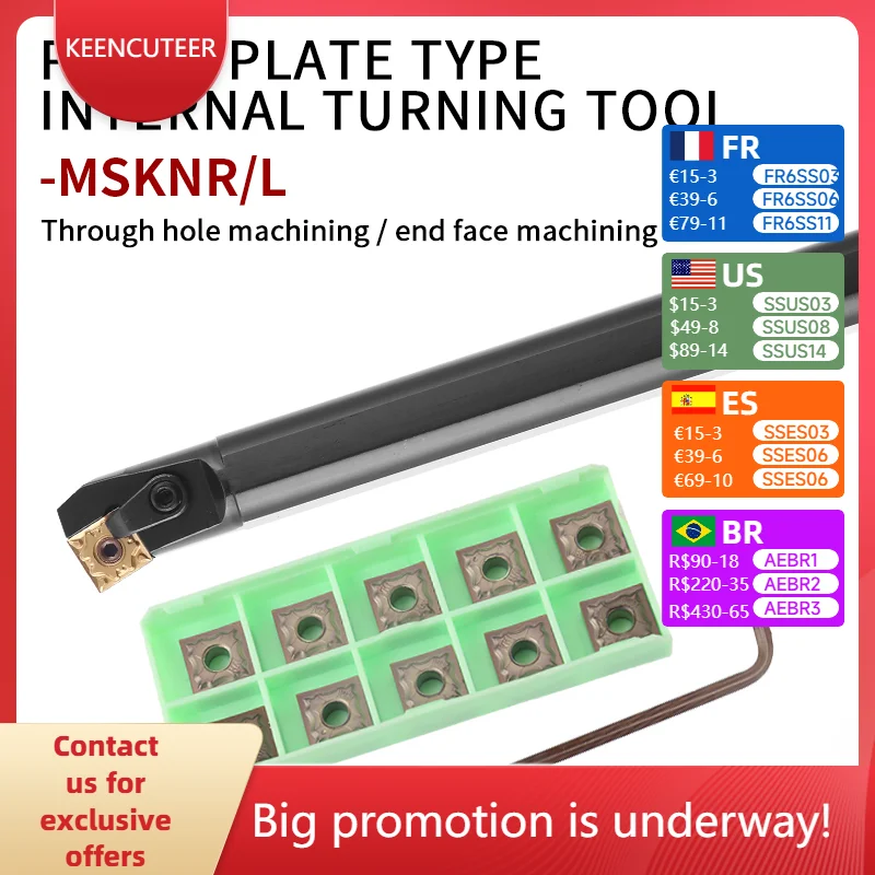

1 pcs S20R-MSKNR12/S25S-MSKNL12 CNC machining lathe turning inner hole tool and SNMG carbide insert