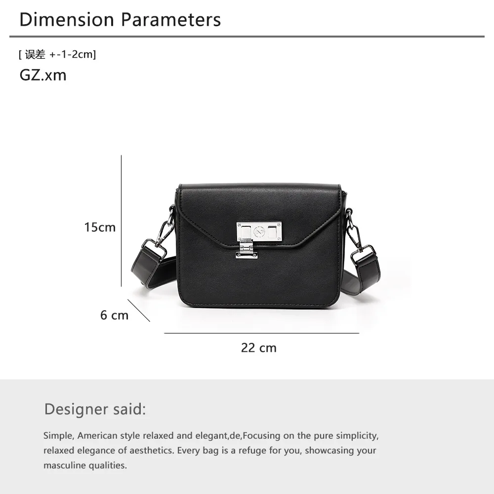 Modische Umhängetasche für Herren, Schultertasche mit Verschluss, Markendesign, Luxus-Leder-Umhängetasche, Quadratische Herrentasche – Detail 3