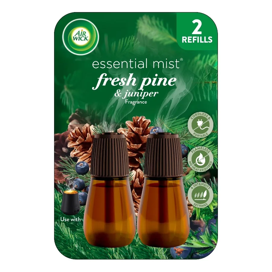 (3 pack) Air Wick Essential Mist Scented Oil Cordless Diffuser Refills, Fresh Pine and Juniper, 2 Count