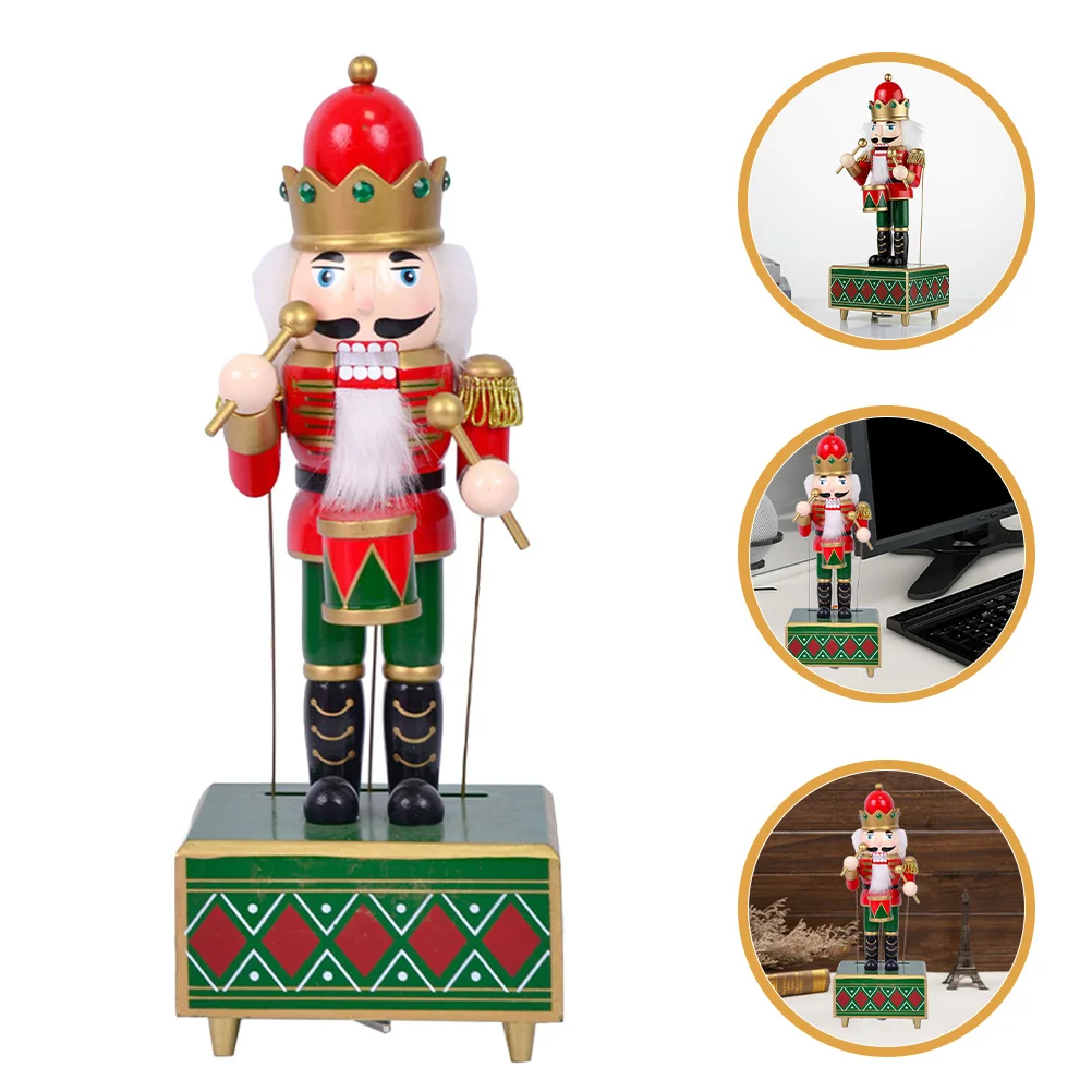 

Classic Nutcracker Soldier Wood Nutcracker Music Box Festive Holiday Decor Windup Mechanism Christmas Gift Christmas Decoration