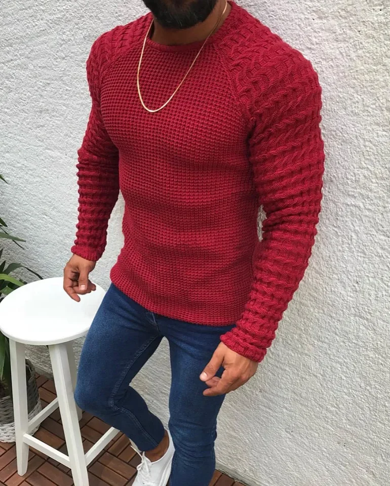 Maglione da uomo 2023 autunno/inverno tinta unita manica lunga girocollo pullover maglione lavorato a maglia per uomo