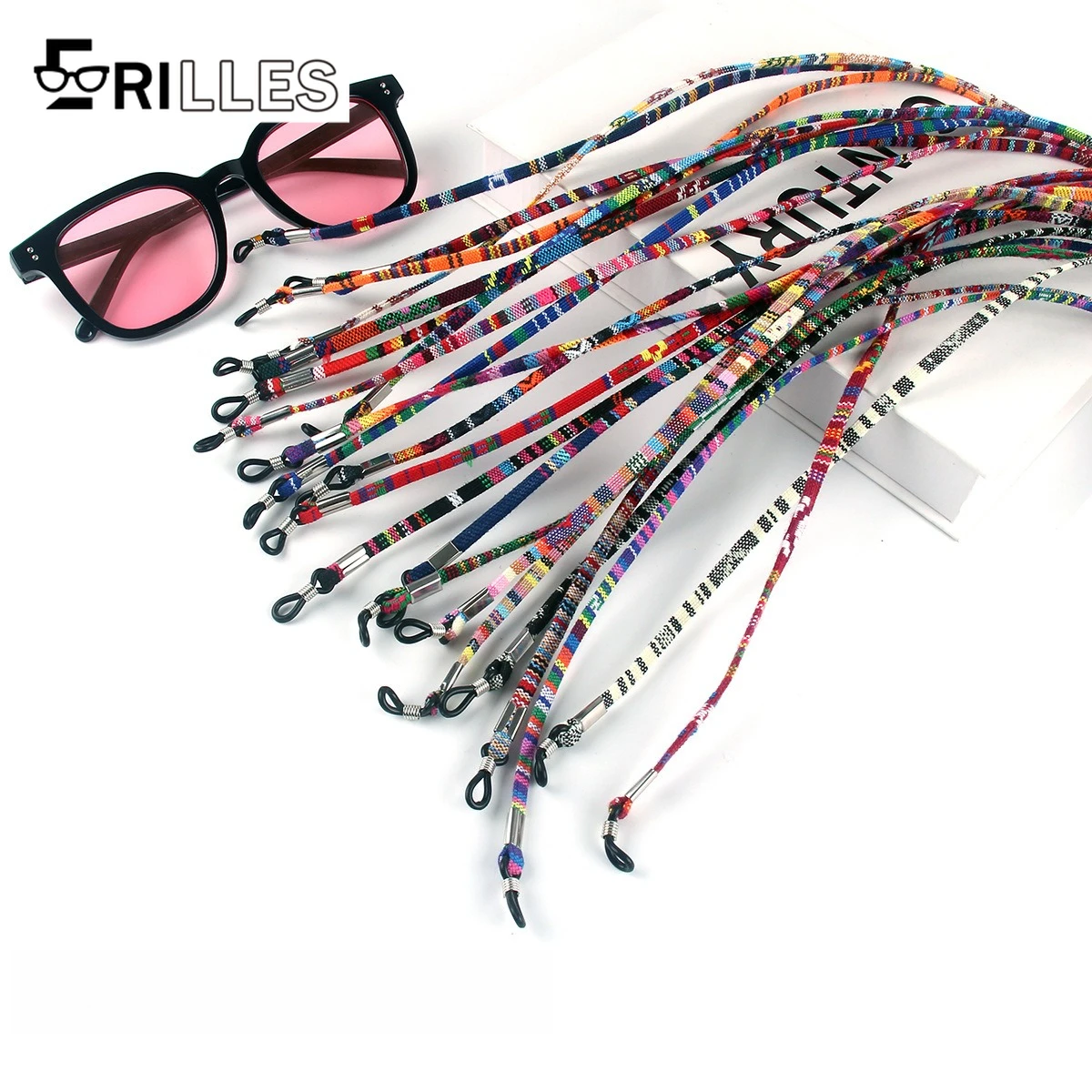 

Bohemian Glasses Chain, Ethnic Pattern Eyewear Lanyard with Adjustable Cord, Anti-Loss Retro Accessory for Reading