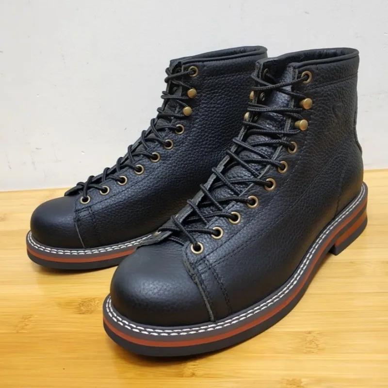 

Outdoor Men High Top Work Shoes Handmade Genuine Leather Motorcycle Boots Casual Premium Ankle Business Boots