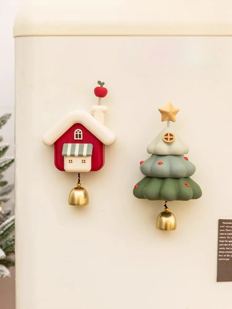 3D Christmas Tree Magnet Fridge Sticker Cute Magnets Glass Doorbell Decoration Creative Refrigerator Magnets Christmas Decor