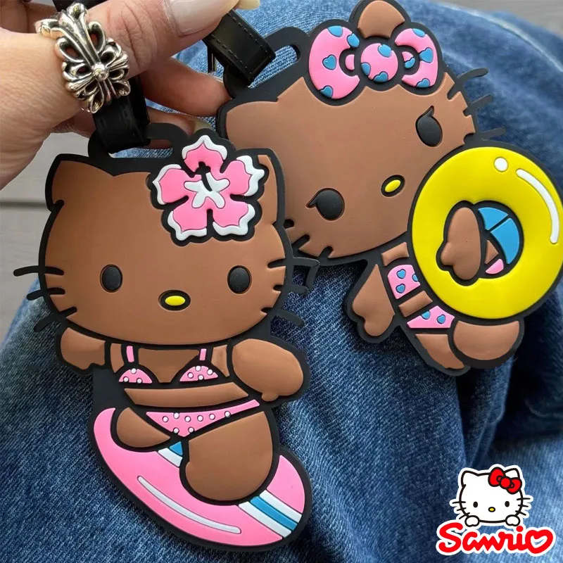 Силиконовая багажная бирка Sanrio Hello Kitty, дорожная проверка посадки, милый мультяшный держатель для идентификационной адреса, багажные аксессуары для путешествий Силиконовая багажная бирка Sanrio Hello Kitty, дорожная проверка посадки, милый мультяшный держатель для идентификационной адреса, багажные аксессуары для путешествий