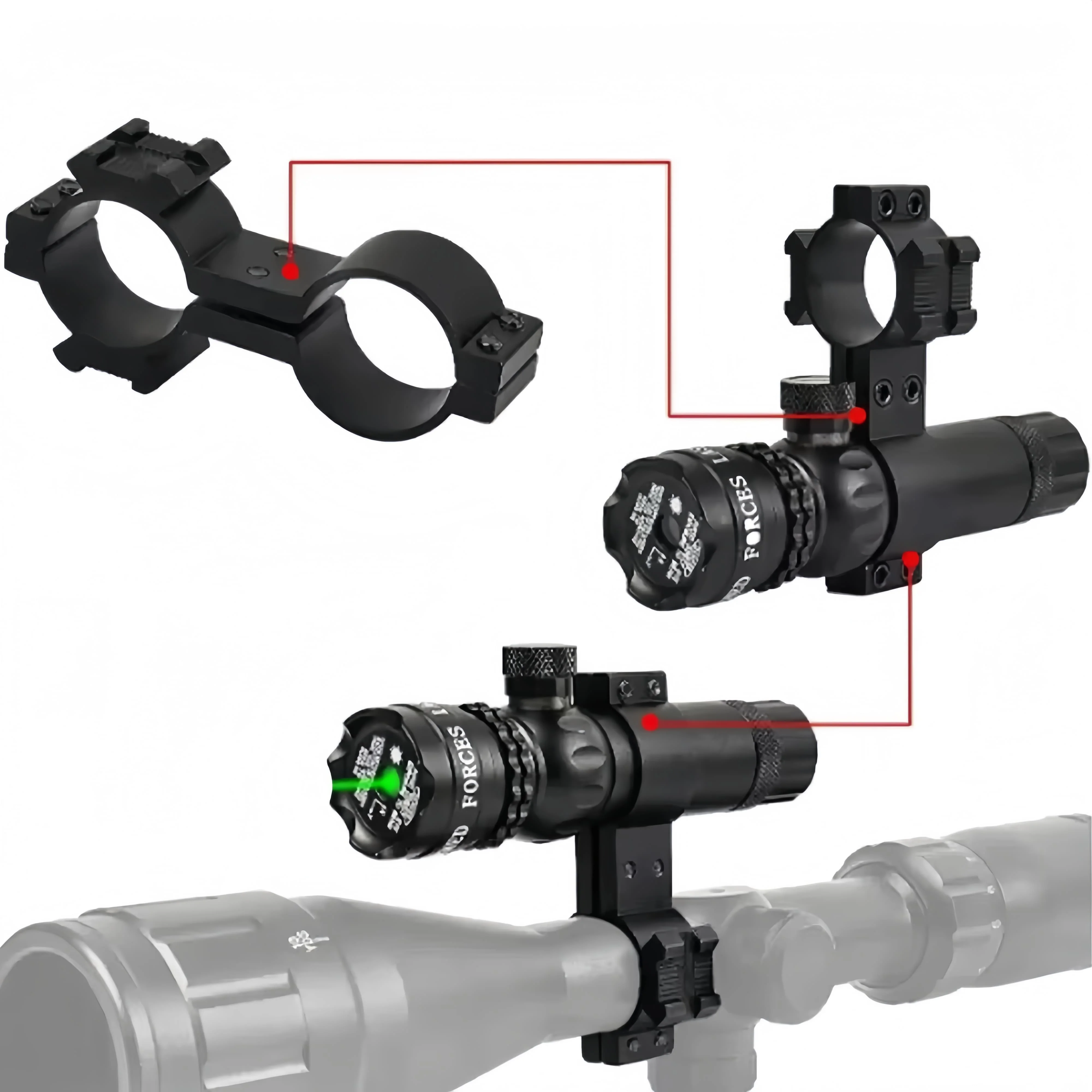 Figure 8 Dual Rings Rifle Clamp Mount – Picatinny Rail Scope & Flashlight Holder for Glock Pistol, AR-15 – Tube Fixing Accessory
