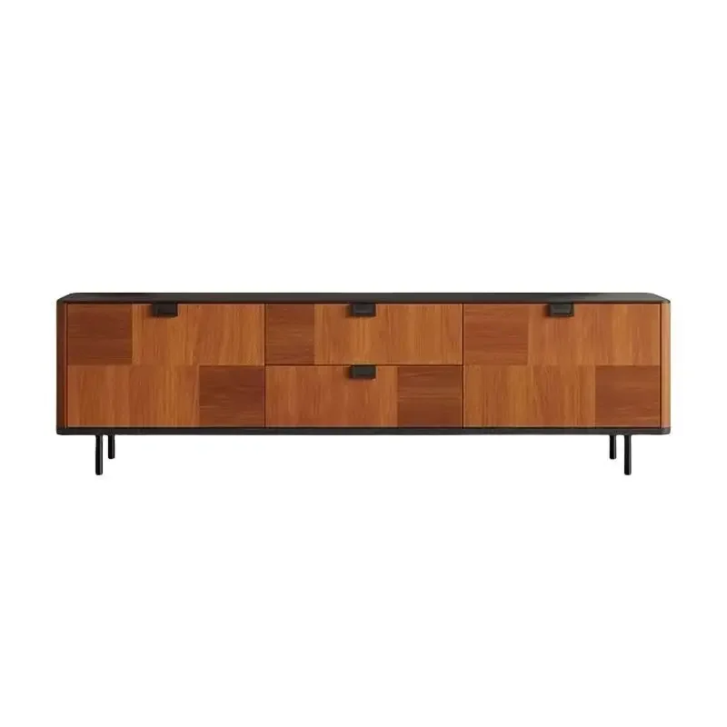 

Medieval solid wood TV cabinet, retro home storage side in living room, Italian simple teak audio-visual cabinet