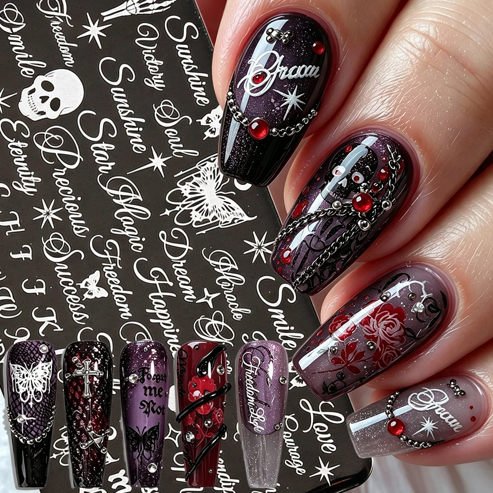 12x6cm ハロウィン スカル バタフライ ネイルアート  - Nail Art Gothic のレビューと価格
