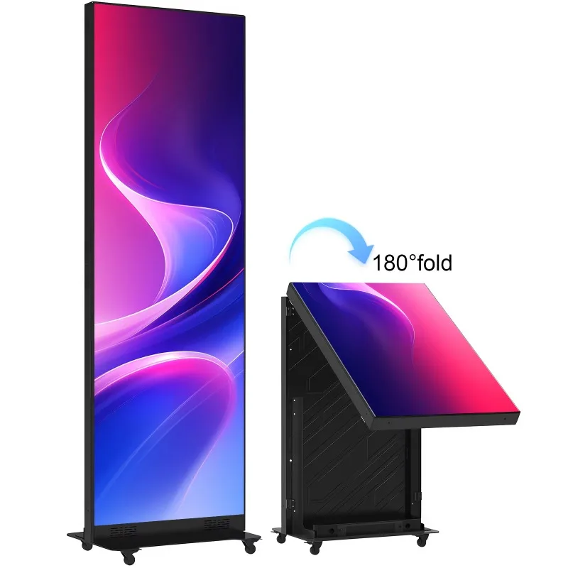 Foldable LED Poster Display P1.86 High Brightness Digital Signage with CMS for Retail Store Shopping Mall Elevator