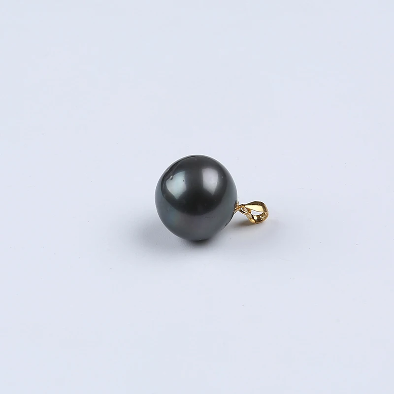 925 sterling silver 15-16mm natural black nearl round thread real tahitian pearl necklace pendant