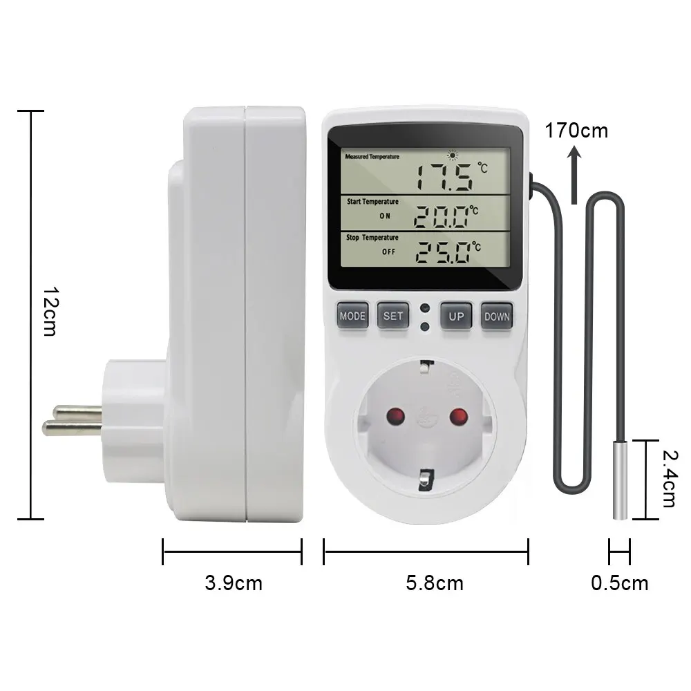 EU Plug Digital Temperature Controller Timer Socket Thermostat With Timer Switch Cooling Heating Temperature Sensor