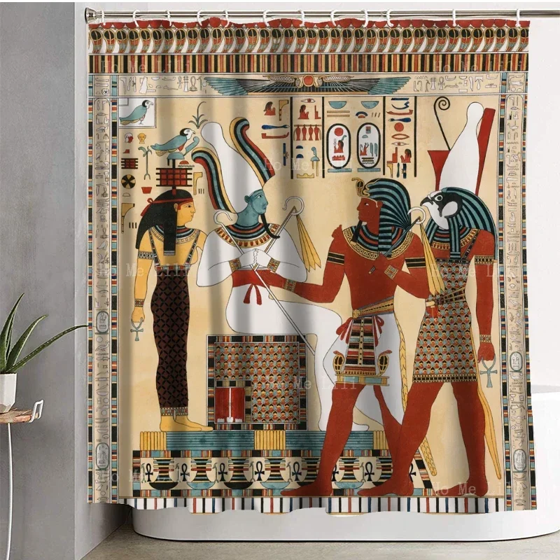 Ancient Egypt Myths And Legends God Anubis And Goddess Hathor Hieroglyphic Shower Curtain By Ho Me Lili For Bathroom Decor