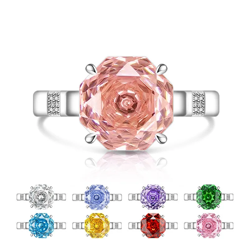 

Романтическое элегантное серебро 925 пробы с розовой огранкой, высокоуглеродистый бриллиант, яркое легкое роскошное женское кольцо, подарок на праздник