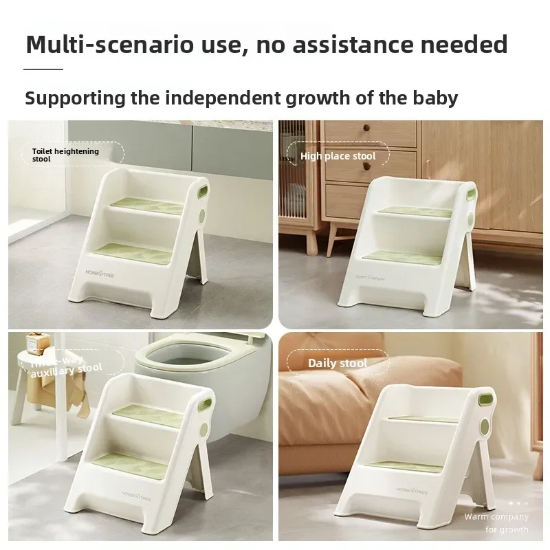 Kids Bath Step Stool with Non-Slip Handle Sink Foot Rest for Face Wash Safe Durable Children's Climbing Ladder Baby Hand Washing