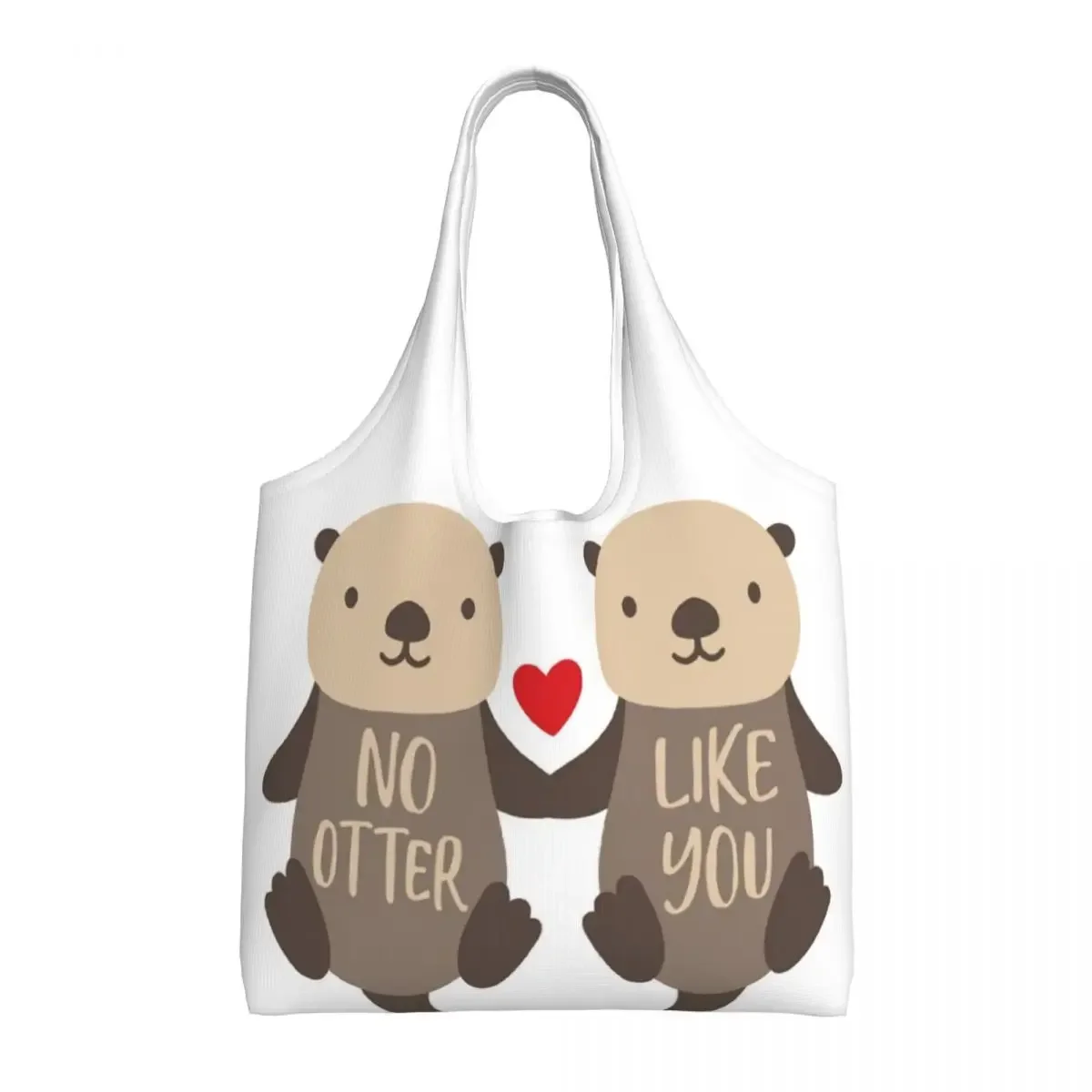 

Romantic Otter Couple Grocery Shopping Bags Fashion Printing Canvas Shopper Tote Shoulder Bags Large Capacity Washable Handbag