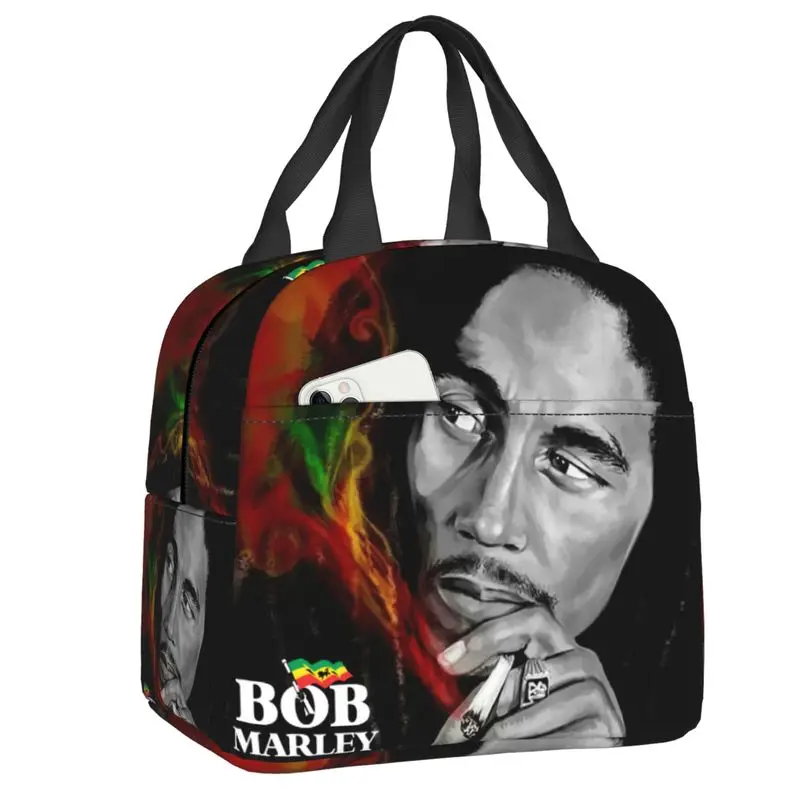 Jamaica Singer Reggae Rock Bob Marley Insulated Lunch Bag for Women Resuable Cooler Thermal Lunch Tote Beach Camping Travel