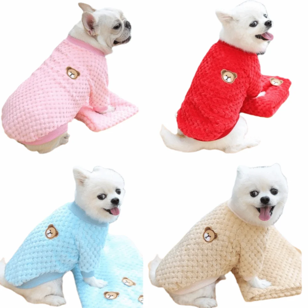 XS/S/M/L/XL/XXL جرو سترة لينة جرو البلوز لطيف الدب طباعة الحيوانات الأليفة الملابس موضة الحيوانات الأليفة هوديس الدب التطريز القط وتتسابق