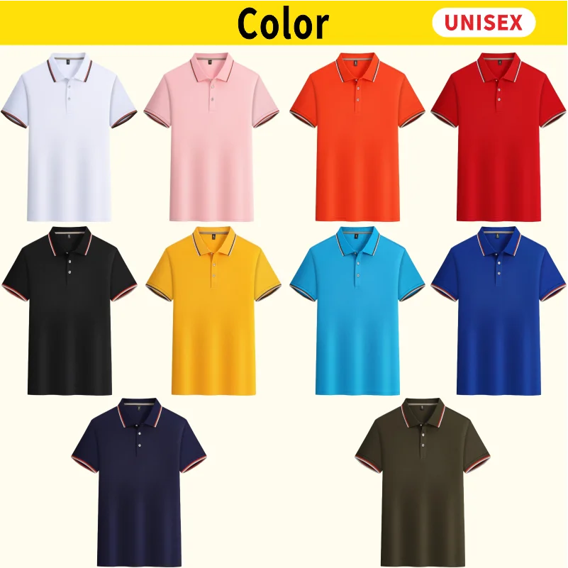 COCT New Summer Causal Striped Collar Polo Shirt Custom Logo Printed Text Picture Brand Embroidery Personal Design Breathable