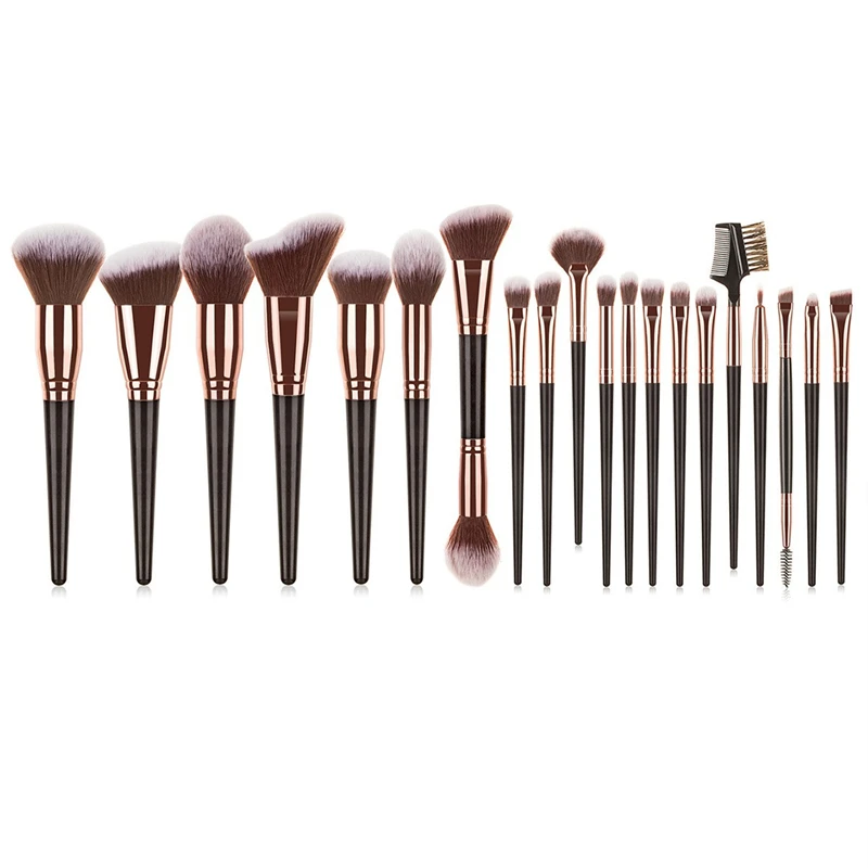 1 7 10 15 20 Pcs/Set Good elastic fur hair comfort handle metal ferrule profession makeup brush set with Brush collection