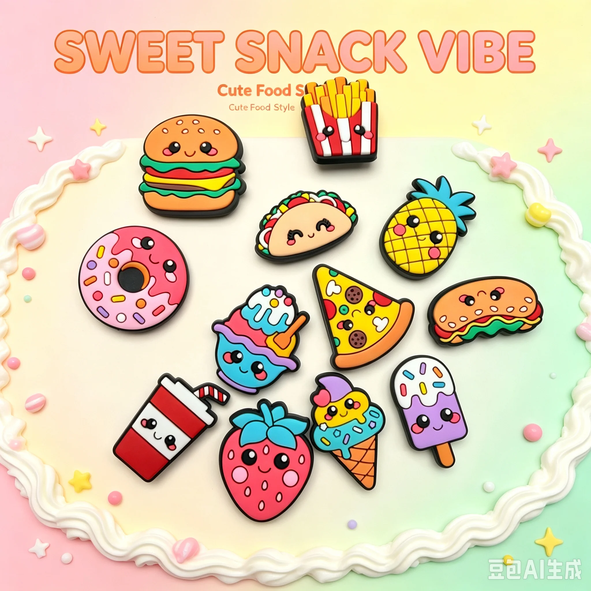 12-50Pcs French Fries Pineapple PVC Shoe Decorations Yummy Food Pizza Clog Buckle Charms For Adult Party Present