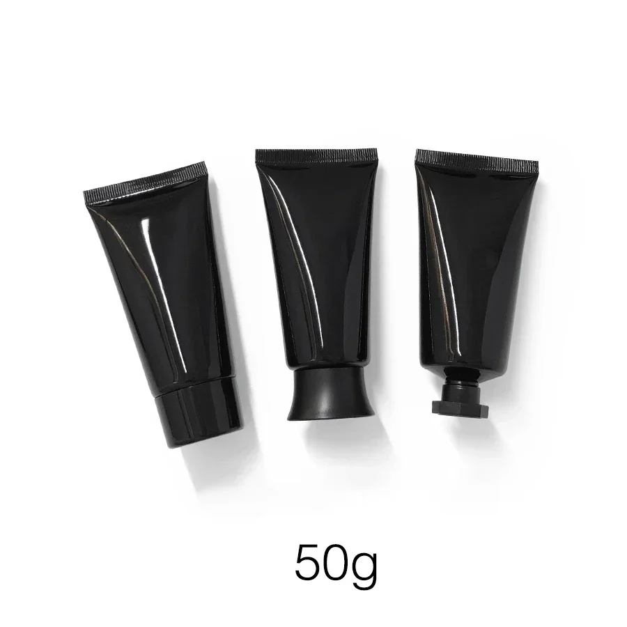 50g tubo suave de plástico negro botella exprimible recargable cosmética 50ml crema de manos maquillaje loción corporal contenedor vacío