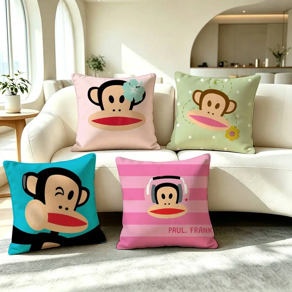 M-Monkey Paul Frank Cartoon Pillow Case Square Double-Sided Sofa Cushion Cover Bedroom Bedside Pillow