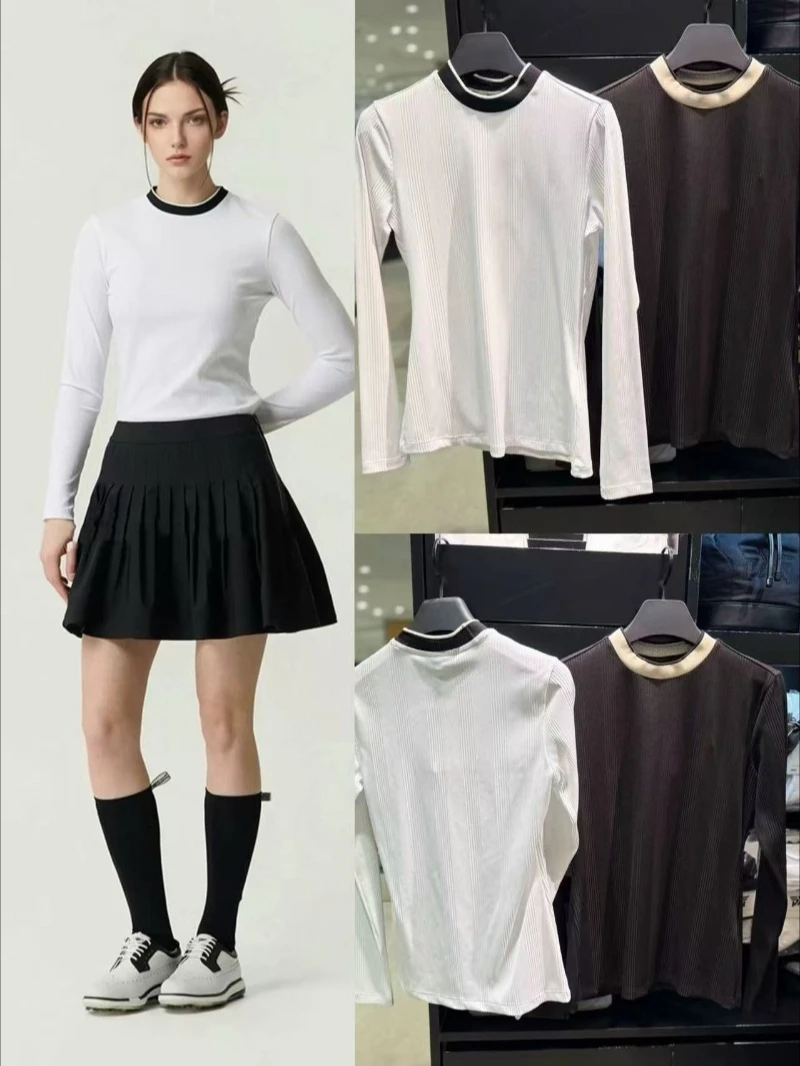 

2026 Summer Minimalist Sport Women's Golf Long Sleeve Top Slim Fit Stand Collar Quick-Dry Stretch Outdoor Sports Top Versatile